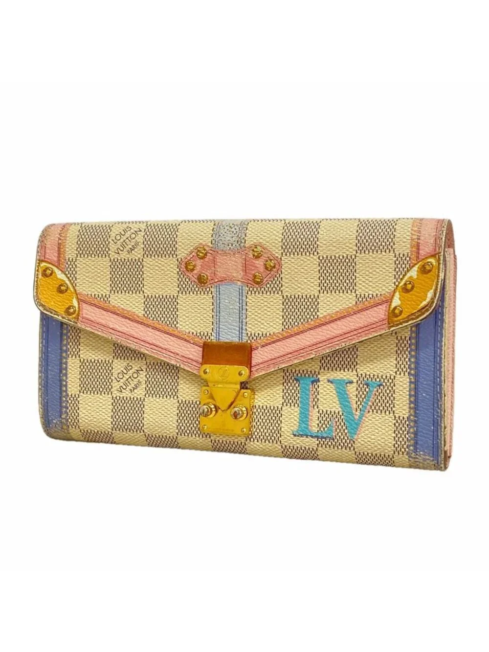 Louis Vuitton Wallet Damier Azur Summer Trunk Portefeuille Sarah White